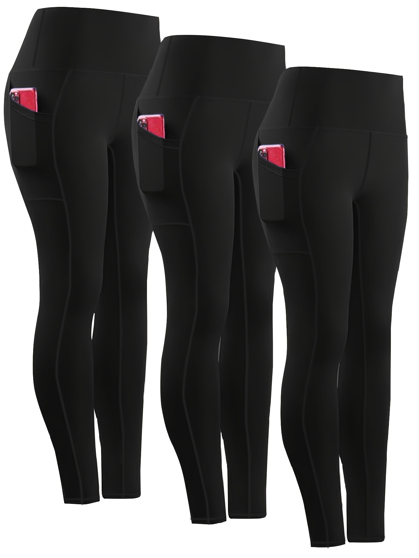 Compression Leggings with cell pocket - black