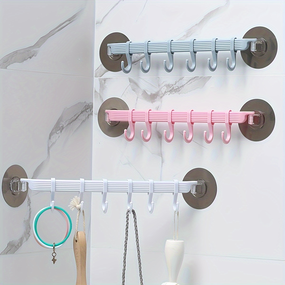 1pc Bathroom Storage Rack With Towel Bar, Self Adhesive Drain Shelves,  Modern Wall Mounted Hanging Storage Shelf, Bathroom Accessories