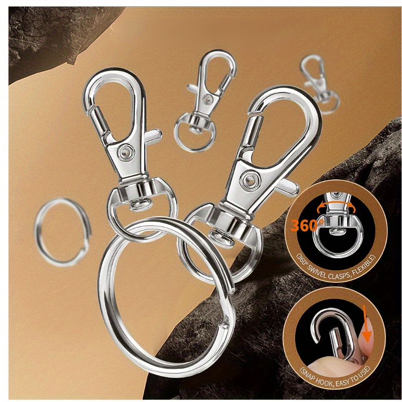 100PCS Metal Swivel Snap Hooks With Key Rings, 50PCS Small Lobster Claw  Keychains Clasps And 50PCS Large Key Chain Ring For Keychain Clip, Lanyard,  Ke