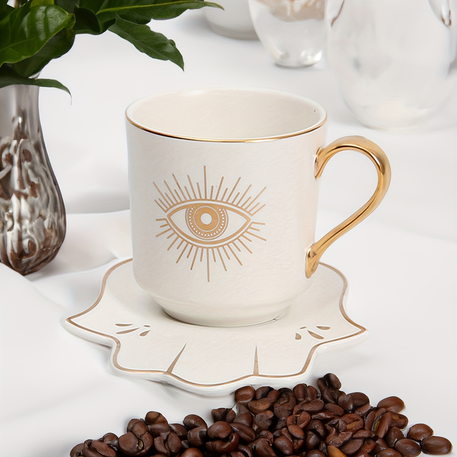 1pc Taza Café Turco Ojos Tazas Platillos Té Taza Ojo - Temu