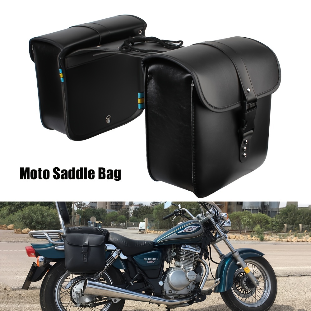Motorcycle Saddle Bags, 2 Pack Universal PU Leather Saddlebags for Honda  Shadow Suzuki Boulevard Sportster