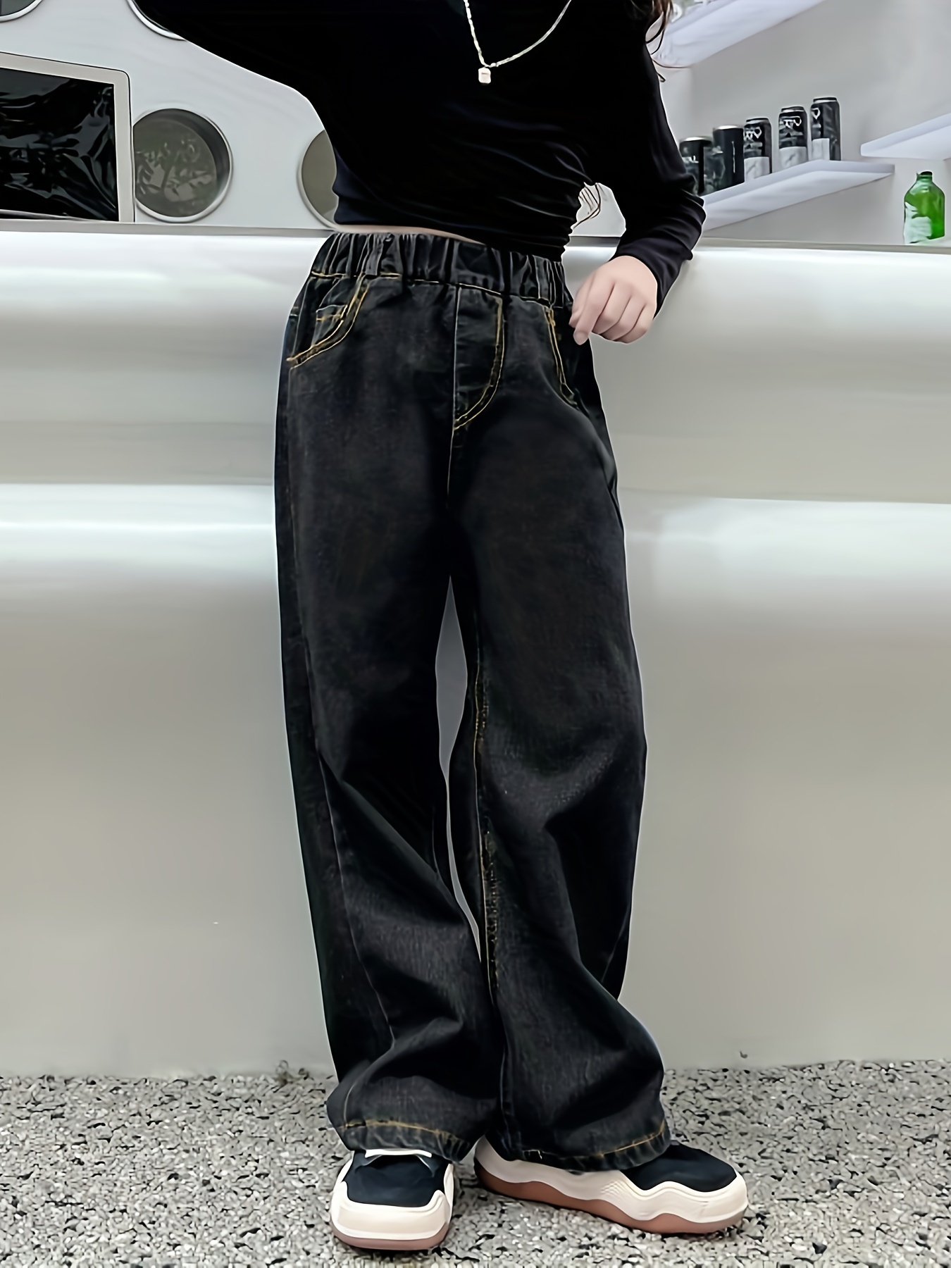 Women's Elasticated Waist Relaxed Fit Wide Leg Trousers