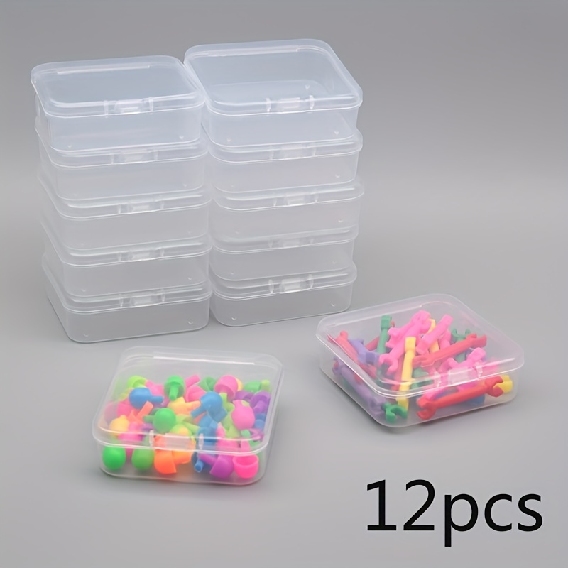 12pcs Rectangular Empty Plastic Box, Mini Clear Plastic Organizer Small  Plastic Beads Storage Containers, 2.17*2.17*0.79inch