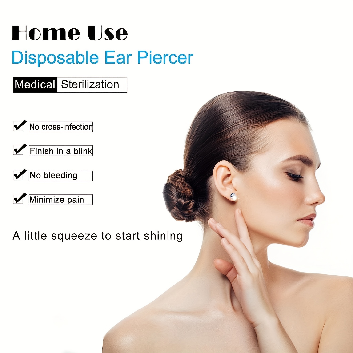 2 Pcs Disposable Self Ear Piercing Gun Safety Sterile Earing Kit
