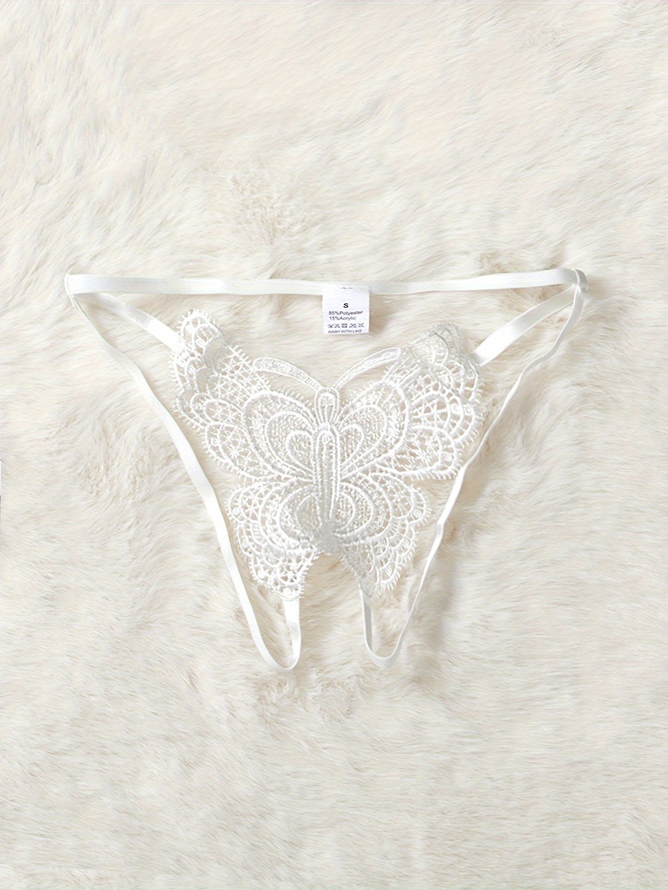 Sexy Lace Thong Women's Butterfly Low Waist Panties Transparent Underwear  Ladies Briefs Underwear Panties Women's Underwear 2 Pieces (white+black)
