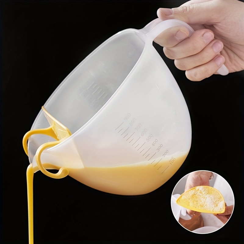 Egg Batter Bowl Large Capacity Measuring Cup With Scale Household Egg  Liquid Filter Bowl Kitchen Cooking Filter Baking Soy Filter Bowl Egg Batter  Bowl With Filter Baking Whisk Bowl With Drain Tip