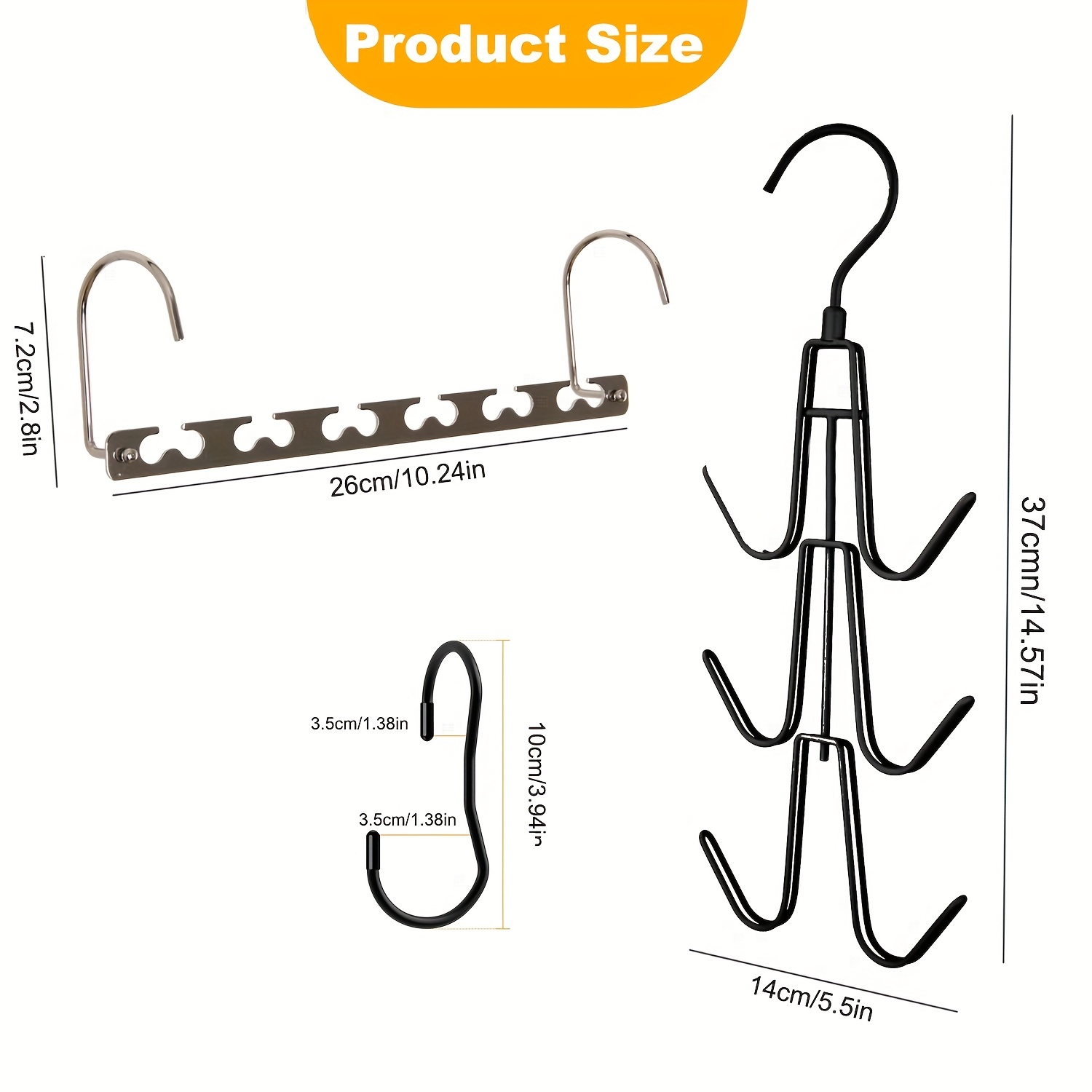 Purse Hanger for Closet, S Hooks for Hanging Twisted Purse Hooks Heavy Duty S Hooks Handbag Hanger Organizer Space Saving Closet Rod Hooks for Clothes