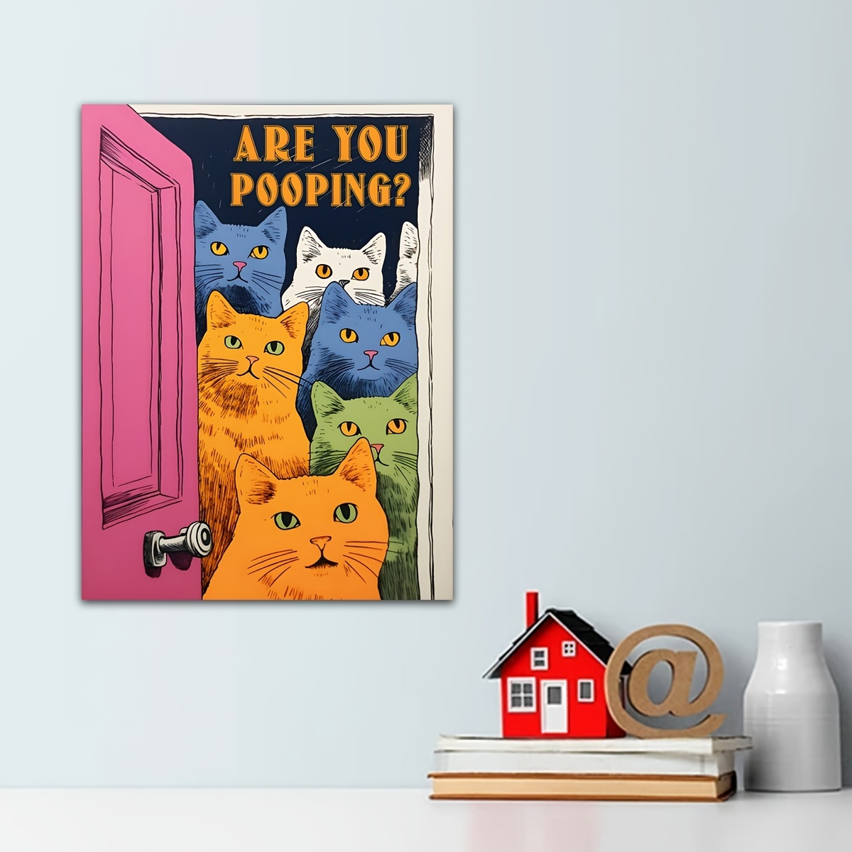 1pc Art Canvas Poster Funny Kitty Painting On Canvas Wall Art Poster  Artwork Wall Painting For Bathroom Bedroom Office Living Room Home Wall  Decor No Frame - Home & Kitchen - Temu Australia