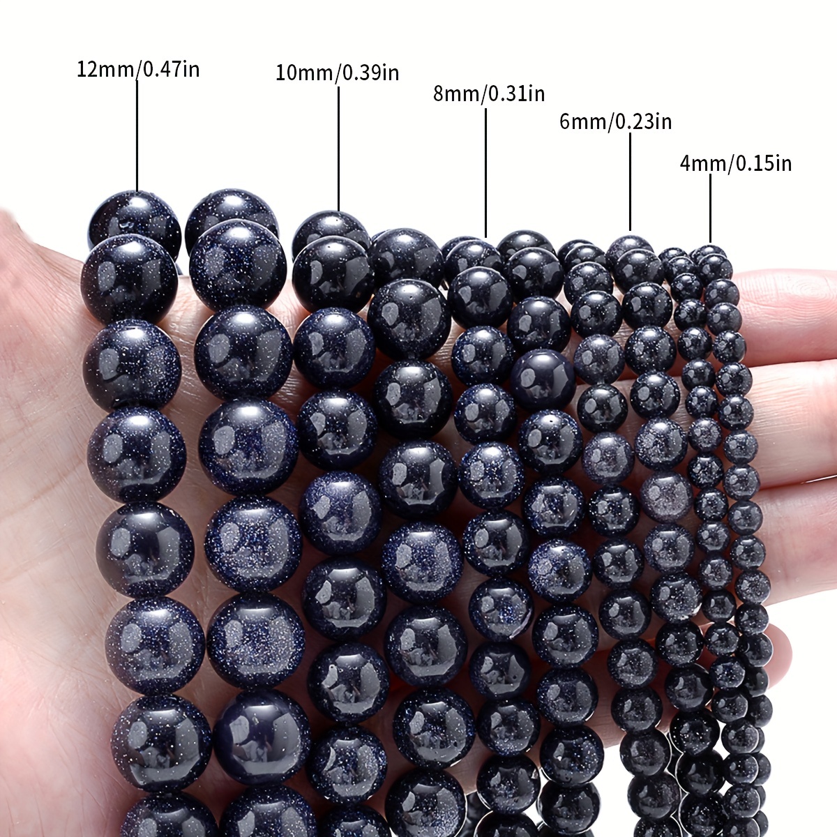 6mm/8mm/10mm/12mm Golden Sign Pattern Black Agates Stone Beads, Round Loose  Spacer Beads, For Jewelry Making DIY Bracelet Necklace, 15 Inch/ String