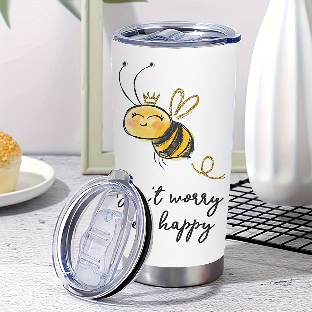 

1pc, 20oz Themed Stainless Steel Insulated Cup, Don't Worry Series English Letter Cup, Inspirational Copywriting And Cup, Birthday Gift , New Year Gift