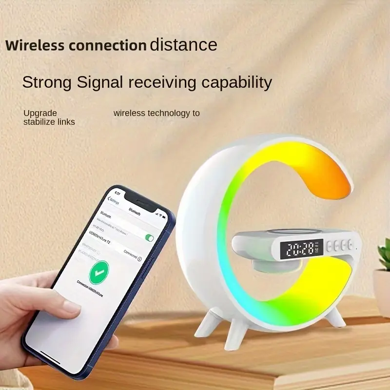 small g speaker desk lamp colorful led light with sound function and wireless charging function tf card playback aux interface listen to songs details 4