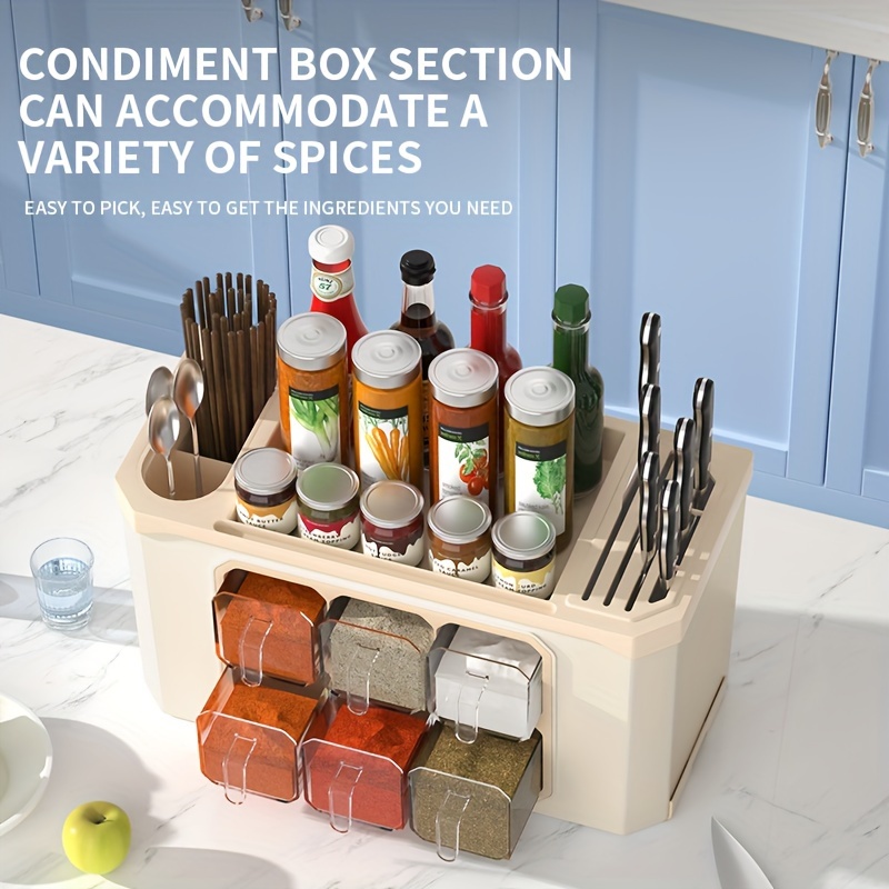 Kitchen Condiment Storage Cabinet Chopsticks Knife Holder - Temu