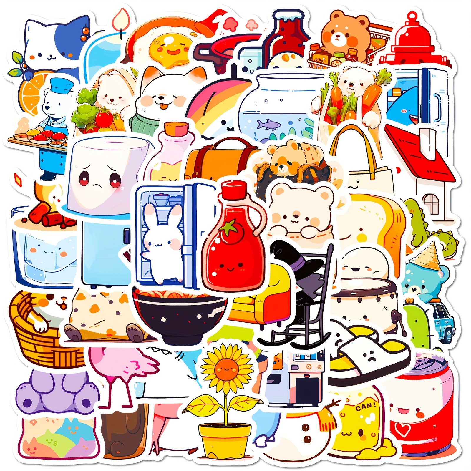 50pcs Cute Cartoon Animal Graffiti Stickers Waterproof Car - Temu Japan