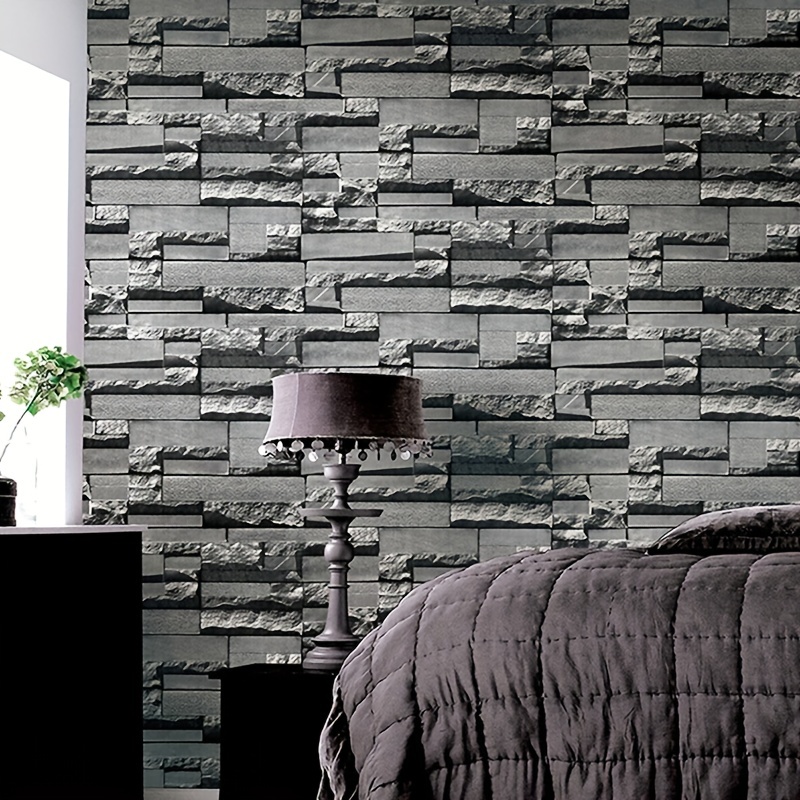 1pc PVC Wall Paper, Retro Brick Pattern Waterproof Wall Adhesive Roll For  Home