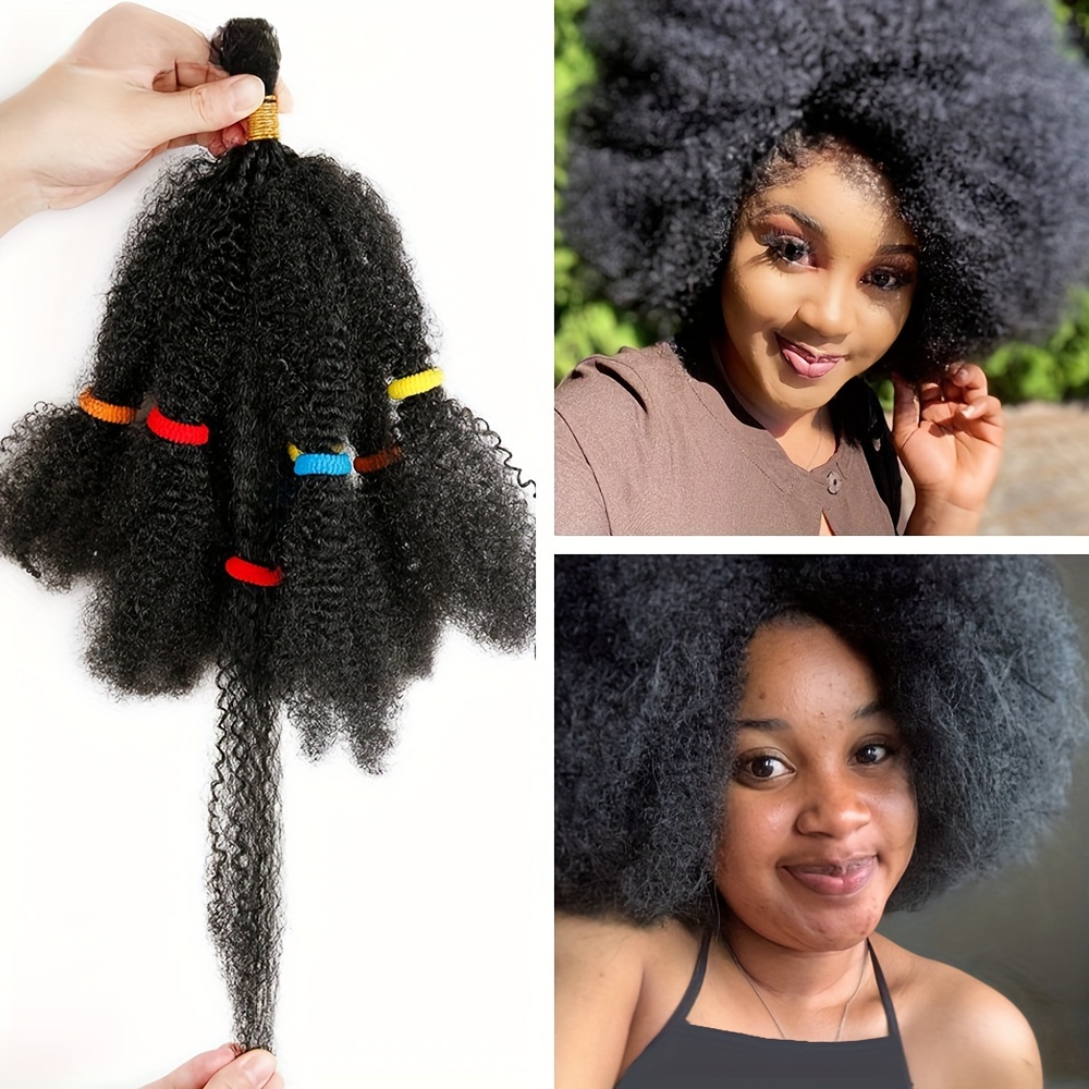 

1 Pack Afro Kinky Hair Bulk Natural Black Crochet Hair Curly Synthetic Wig Braid Extensions For Women 6 Inch Braiding Hair Extensions 99j
