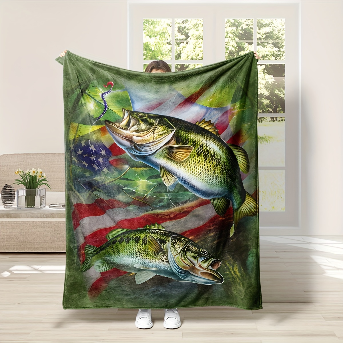 Largemouth Bass Blanket Fishing Enthusiasts Soft Flannel - Temu United  Kingdom