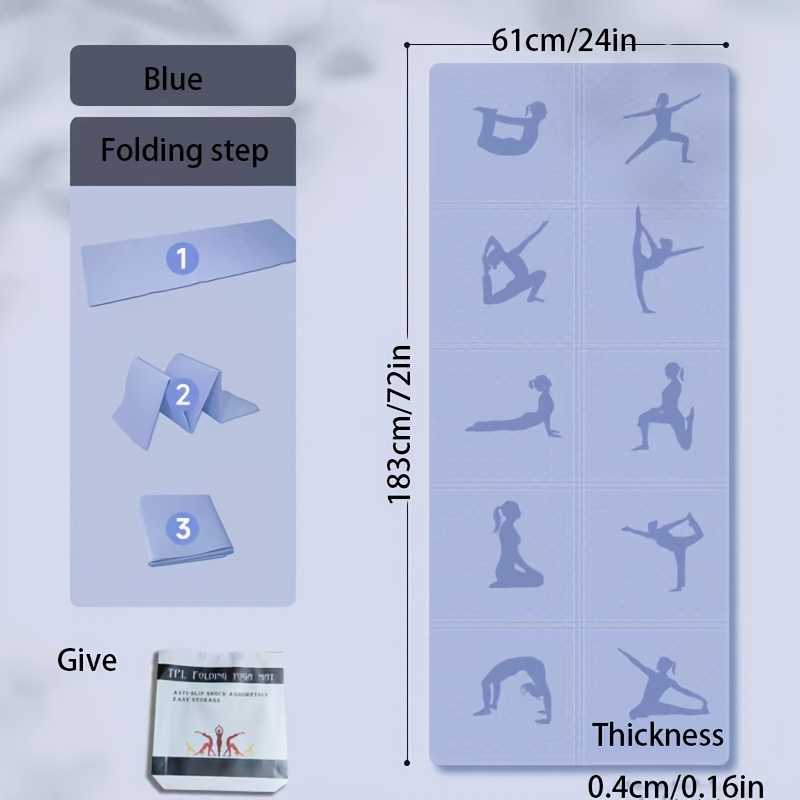 Foldable Non slip Yoga Mat Posture Pattern Multi color Tpe - Temu