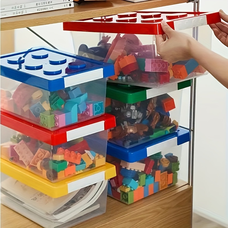 Caja de almacenamiento LEGO con tapa para niños, juguetes, bloques
