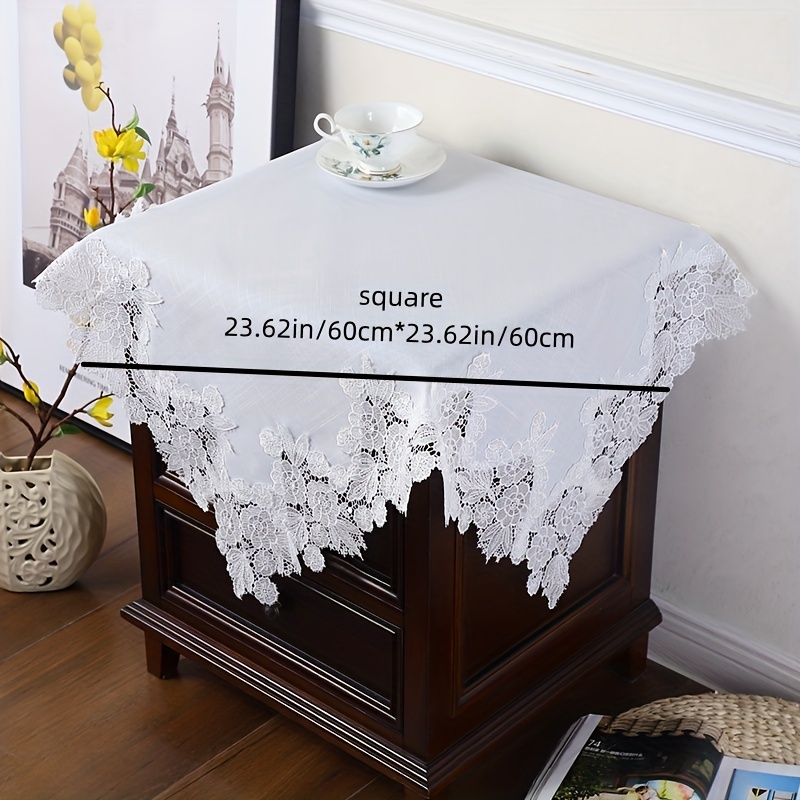 skpabo Table Cloth Cover White Vintage Lace Tablecloth Home Party Xmas  Decor Pastoral Table Cloth Cotton Linen Vintage Indoor Outdoor Table Cover  Suitable for Party,Picnic,Dining,Garden 