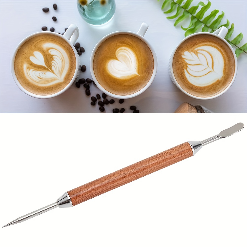 Coffee Latte Art Pen, Cappuccino Latte Coffee Decorative Art Pen, Coffee  Art Needle Wood Handle Stainless Steel Latte Carving Pen Coffee Maker  Accessories Coffee Bar Accessories - Temu