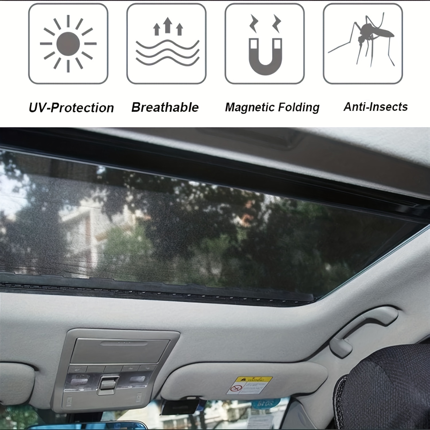 1pc Auto-Sonnenblende Für Das Schiebedach, Atmungsaktive Mesh-Abdeckung Für  Das Autodach Für Übernachtungscamping, Magnetische