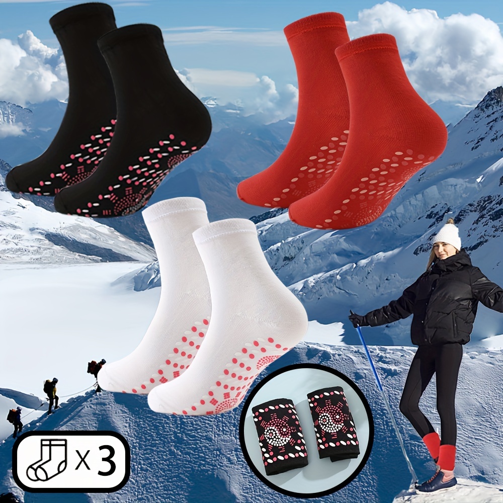 6 pares de calcetines calefactables, calcetines autocalentables para  hombres y mujeres, masaje anticongelante para pesca, camping, senderismo,  esquí y