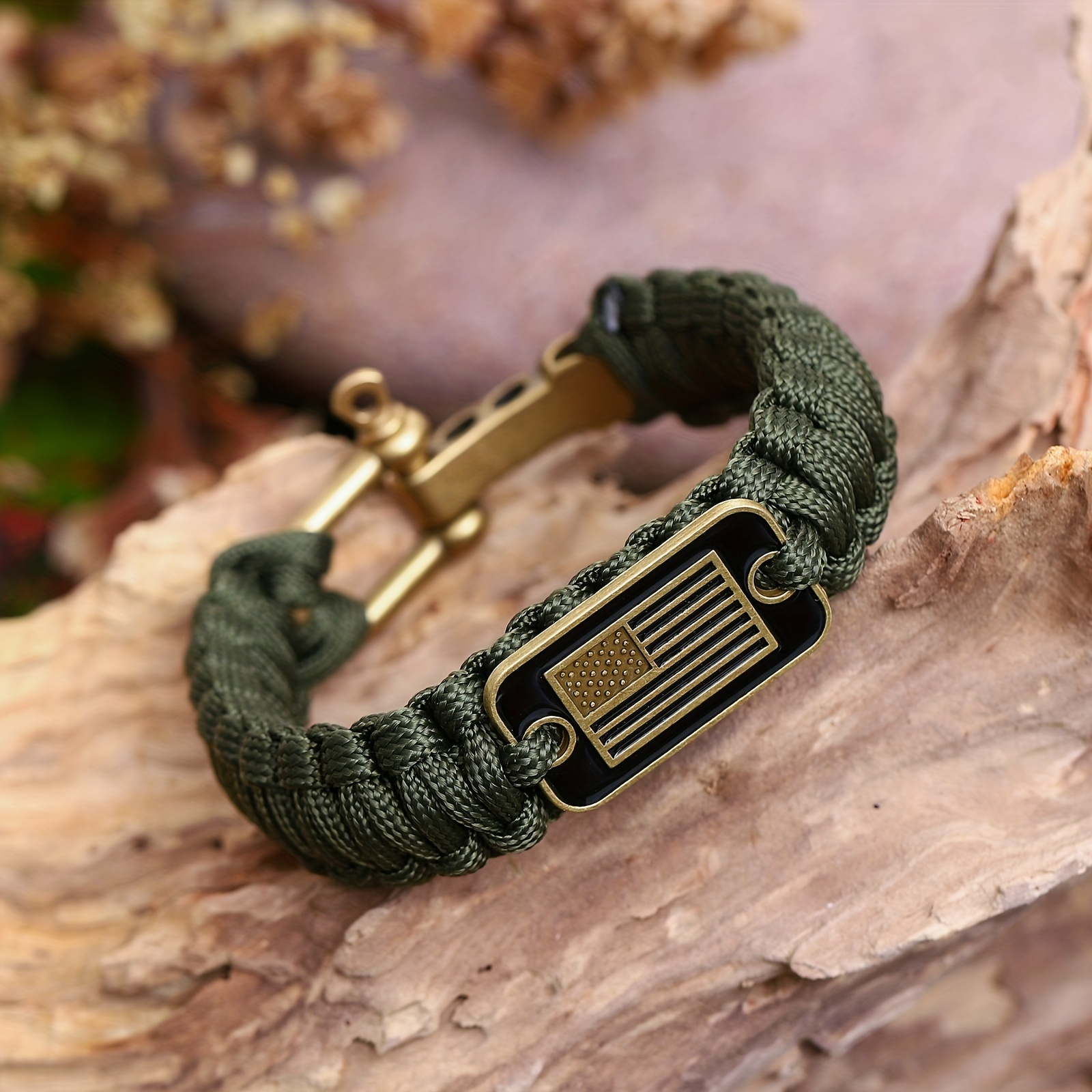 1pc Tactical Survival Bracelet With Bronze Usa Flag Perfect Gift For  Military Veterans Paracord Bracelet For Men - Sports & Outdoors - Temu  Australia