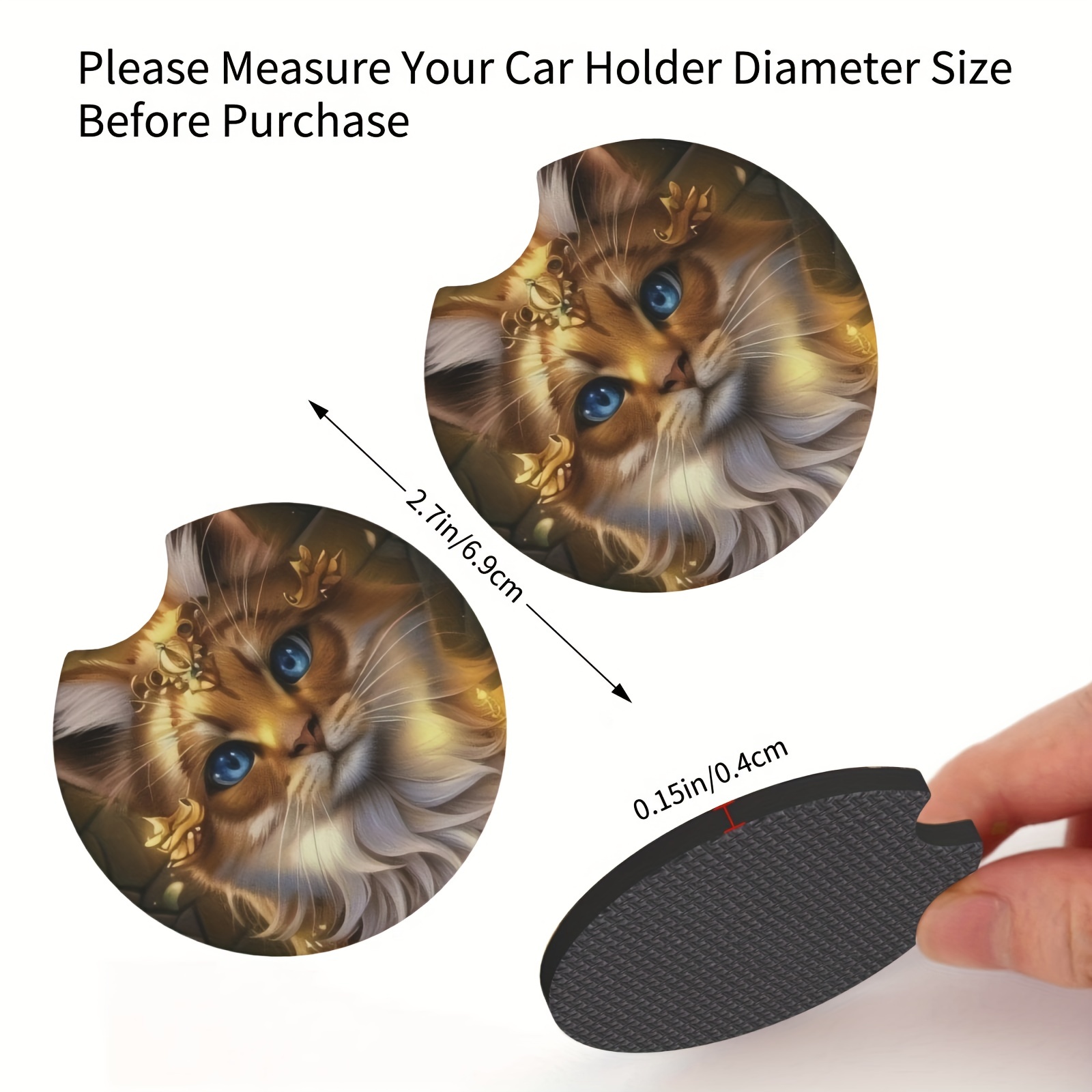 Coasters, Car Cup Holder Coasters For Car, Noble Cat Funny Pad