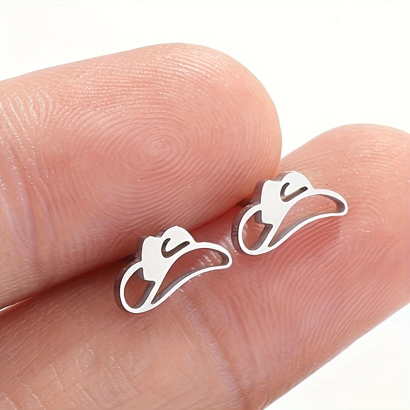 TEMU 1 Paire de Boucles d'Oreilles Chapeau de Cowboy Rétro Western pour Hommes, Petits Clous de Cowboy , Décoration de Fête Thème Ranch du Texas,