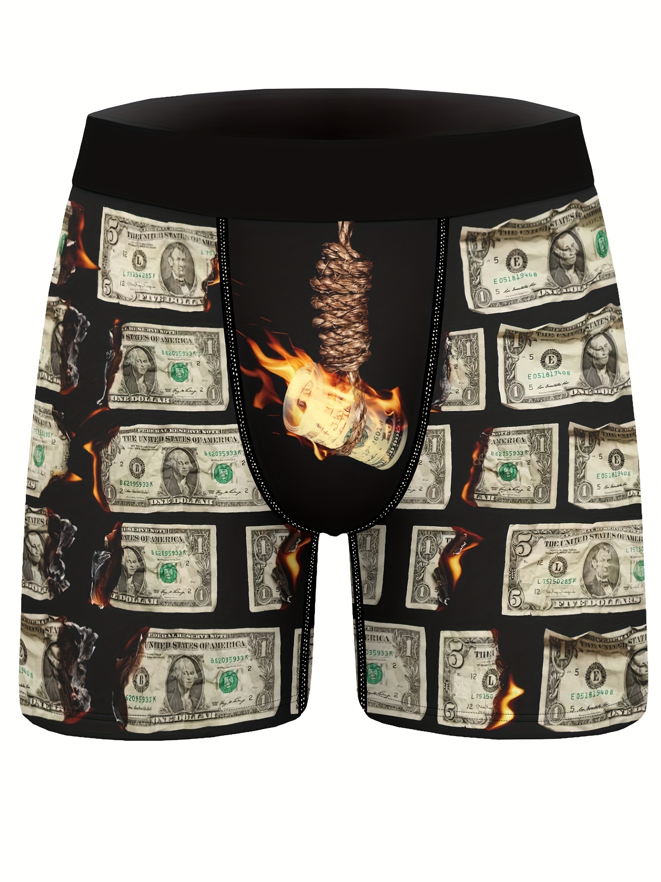 Men's Fire Money Print Boxer Briefs Breathable Comfortable - Temu