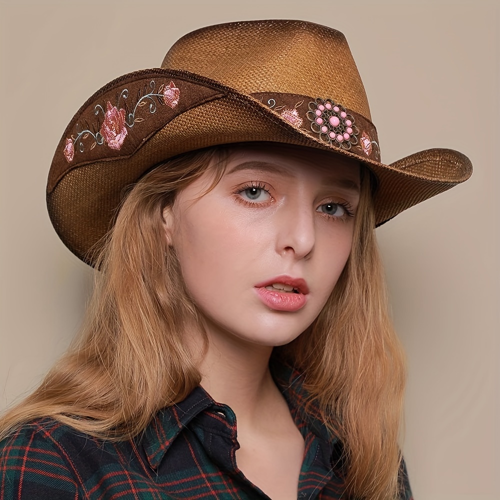 Dropship Western Cowboy Hat Vintage Jazz Hat Outdoor Fishing Cowgirl Sun Hat  Wide Brim Summer Sunscreen Travel Beach Hat to Sell Online at a Lower Price