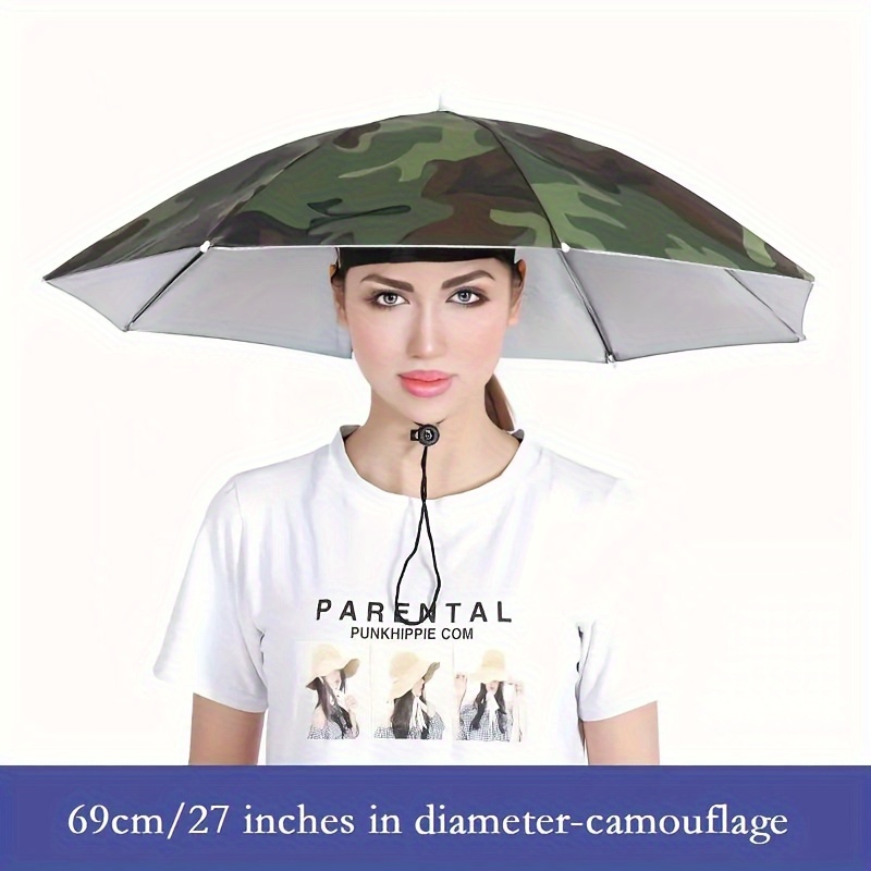 1pc Sun Protection Lightweight Head-mounted Umbrella Hat, Head-mounted Umbrella Hat Outdoor Beach Umbrella Hat Foldable Sunshade Hat Sun Protection