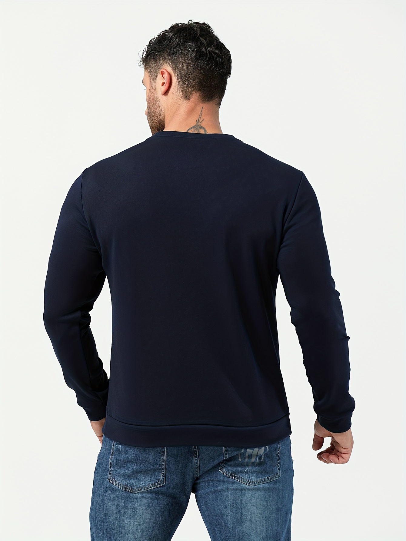 Trendy Solid Sweatshirt Sudadera Cuello En V Hombre Diseño - Temu