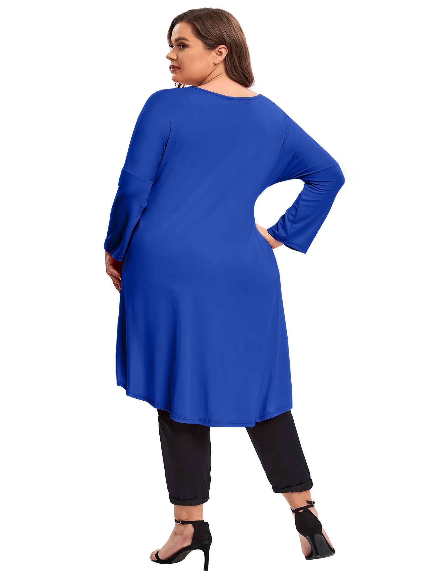 theRebelinme Plus Size Women Navy Blue Solid Colour Party Wear Peplum Top