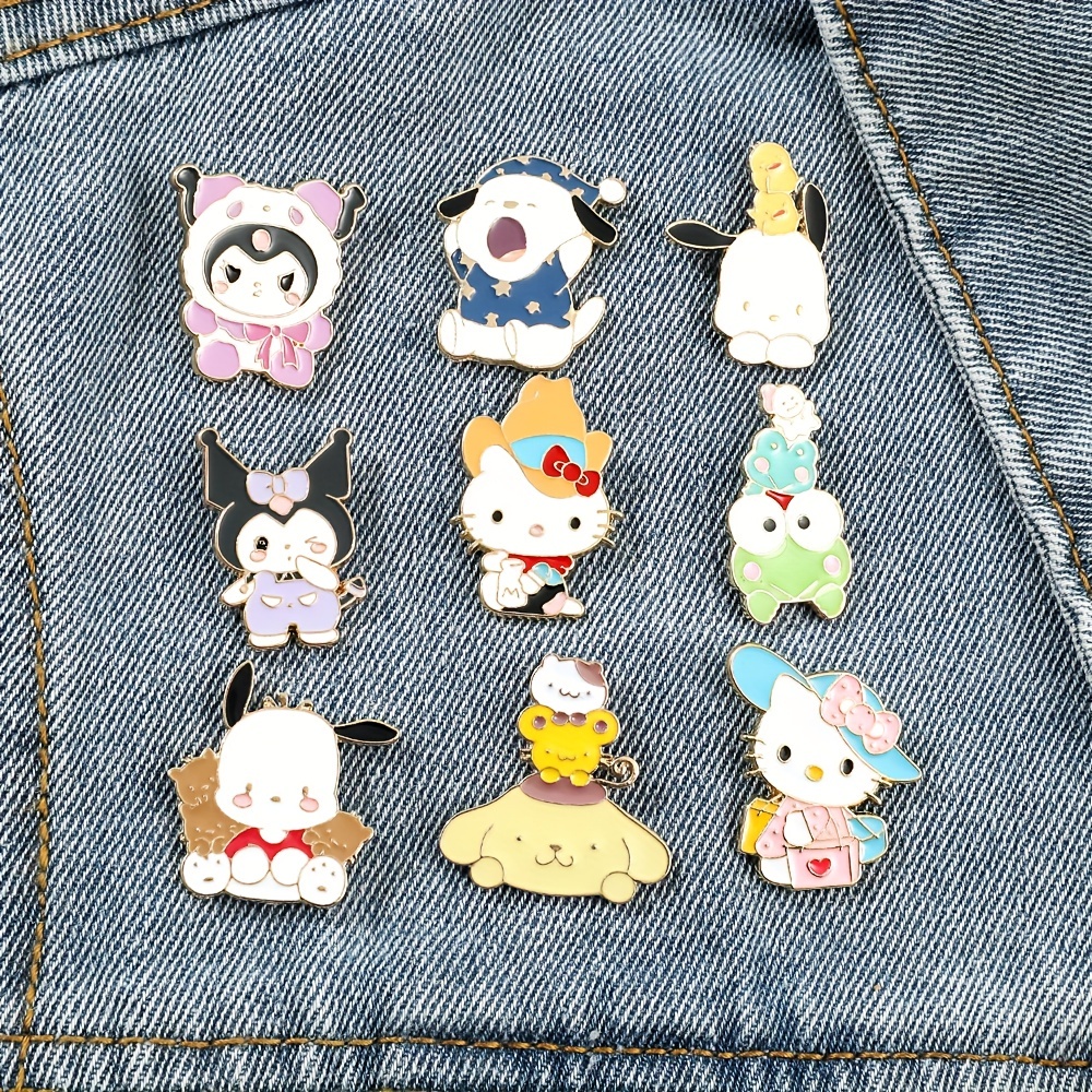 5pcs Series Brooches Cute Hello Kitty Enamel Pins Backpack Clothing Decorative Accessories,$3.99,C12-5pcs,Temu