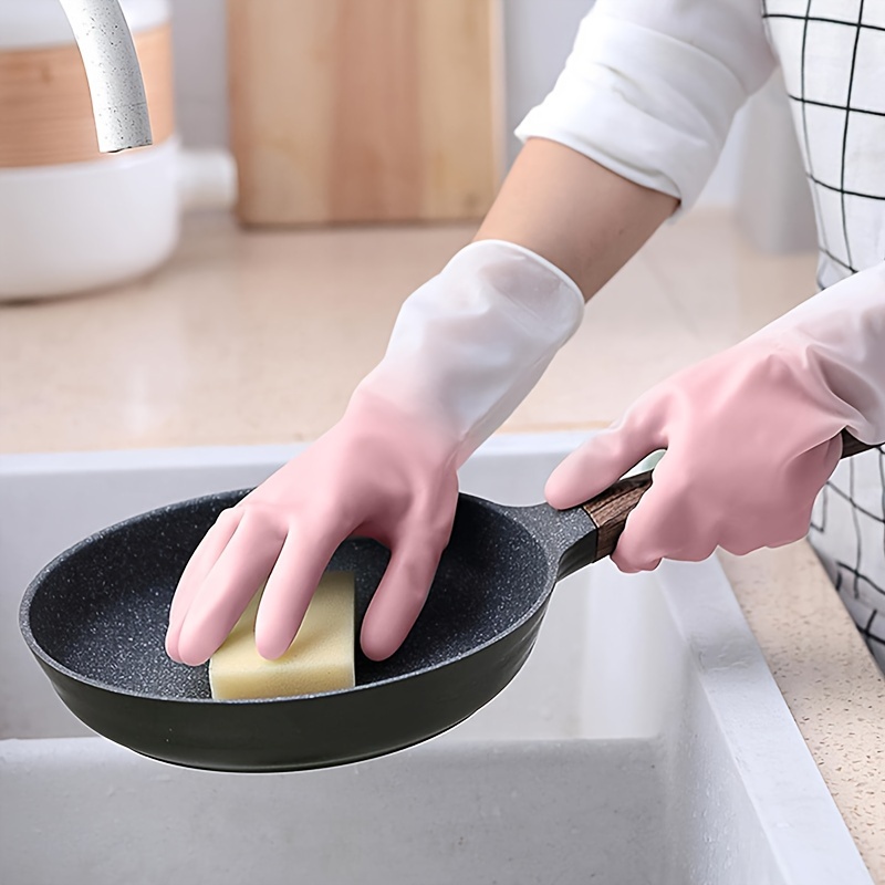 2pcs Set Kitchen Dish Washing Gloves PVC Rubber Silicone Latex