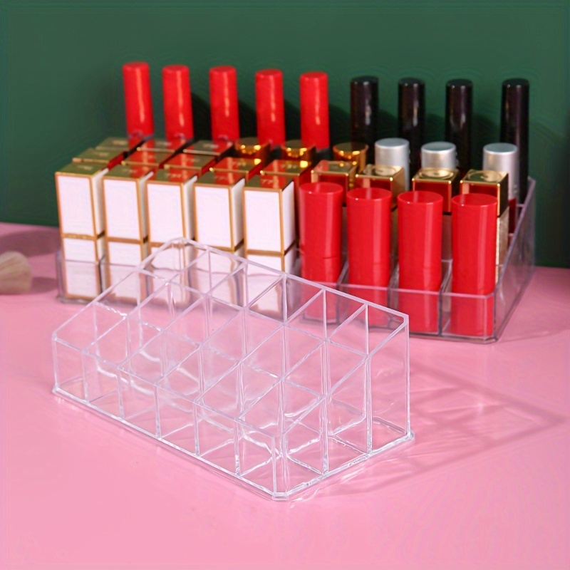 NA Organizador de maquillaje con cajas de exhibición totalmente abiertas,  marco de almacenamiento de esmalte de labios, caja de sombra de ojos, lápiz