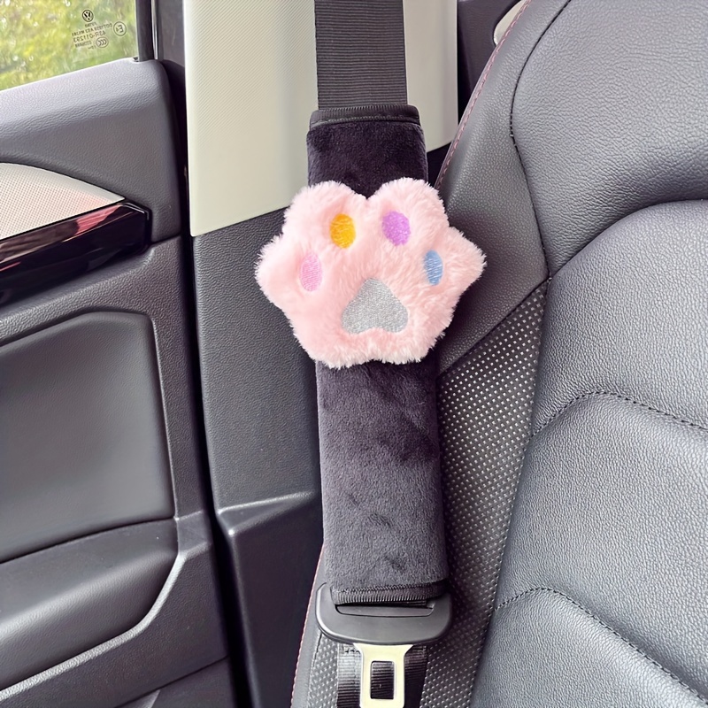 Car Supplies Seat Belt Cover Cat Paw Safety Belt Padding Pink Grey