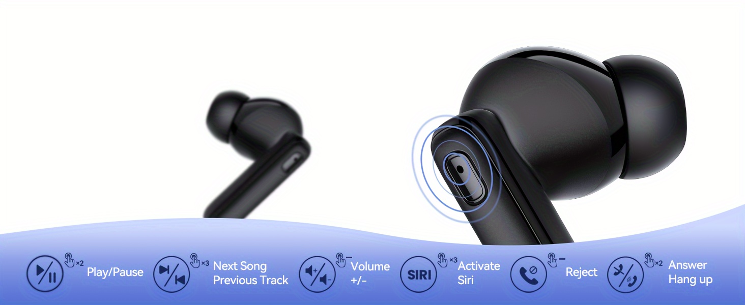 Fones de ouvido sem fio TWS com microfone de redução de ruído integrado e display de energia LED, estojo de carregamento, fones de ouvido estéreo com graves, chamada nítida_voghion.com