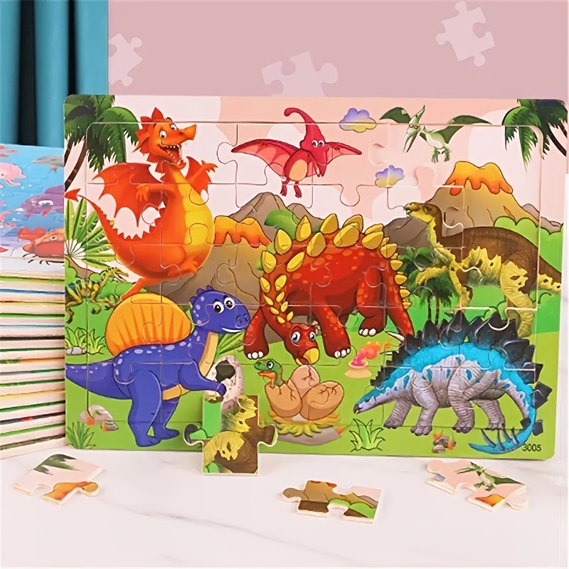 Puzzle Dinosaure Apli Kids - 48 Pièces de 5,5x6cm - Boîte Rectangulaire en  Métal - Design Exclusif pour Enfants, Coloré, Clair et Simple - Pièces