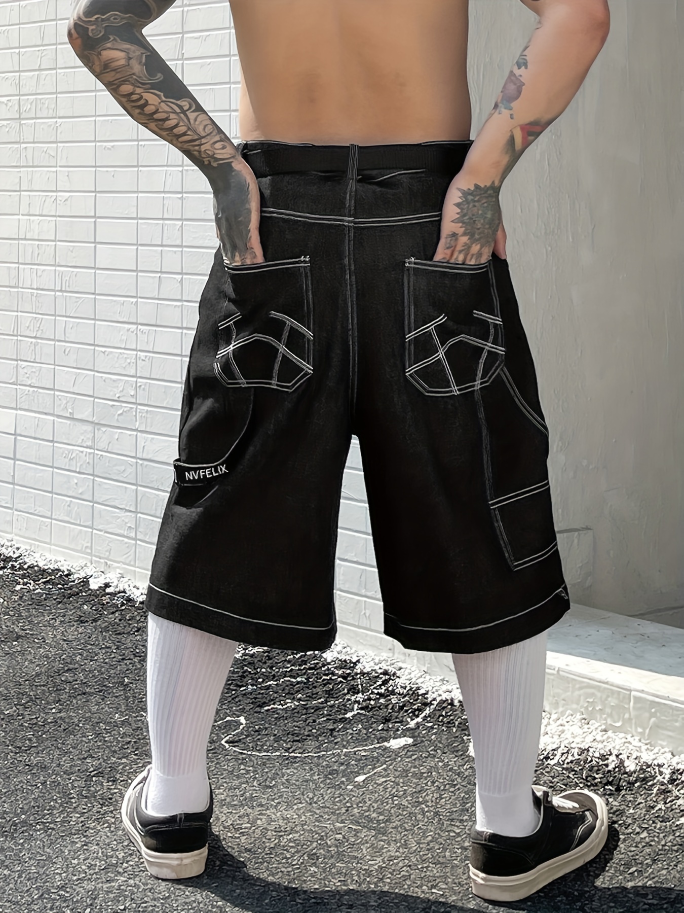 Bermudas Cargo Shorts hombres Hiphop Retro Jeans tendencia Casual moda  pantalones de cinco puntos