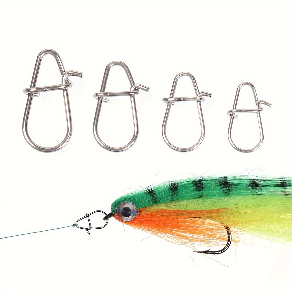 50 Pack Fishing Clips Stainless Steel Fast Snaps Quick Change Fishing Snaps  Hanging Clips Crankbait Snaps Lure Clips Connector Speed Change Clips  Freshwater 