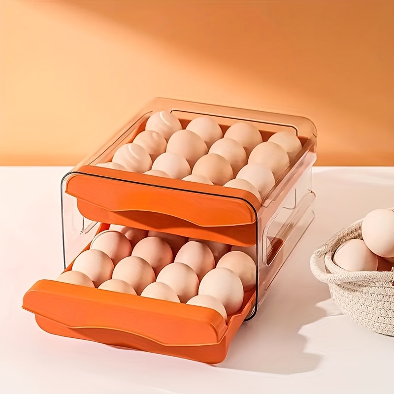 QeeHeng Portauova da frigorifero impilabile, contenitore per uova a  scorrimento automatico, per frigorifero e uova, per cucina e fattoria, con  2 anelli per fornelli per uova : : Grandi elettrodomestici