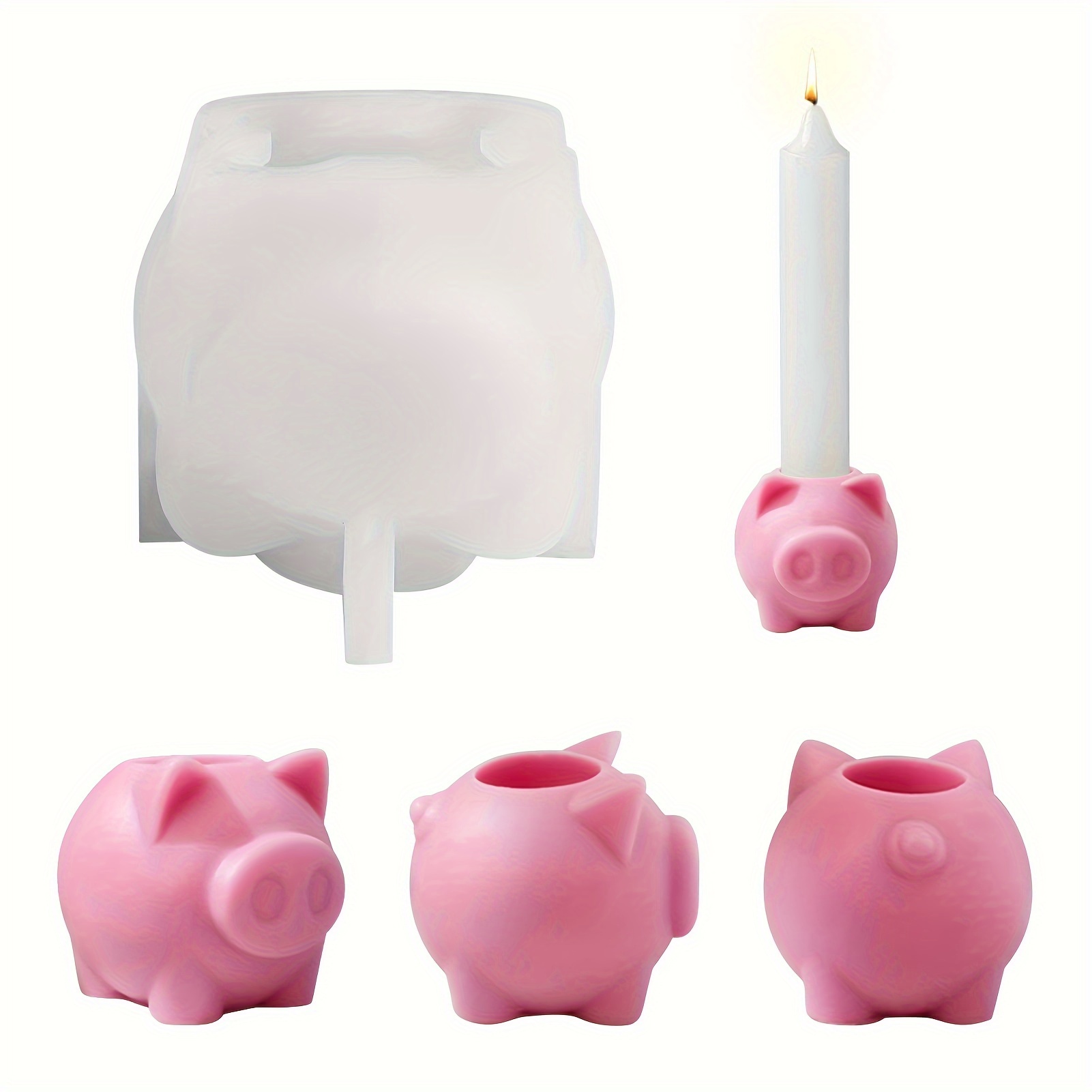 2 Moldes Silicona Hacer Velas 3d Piggy Candle Jabón Molde - Temu