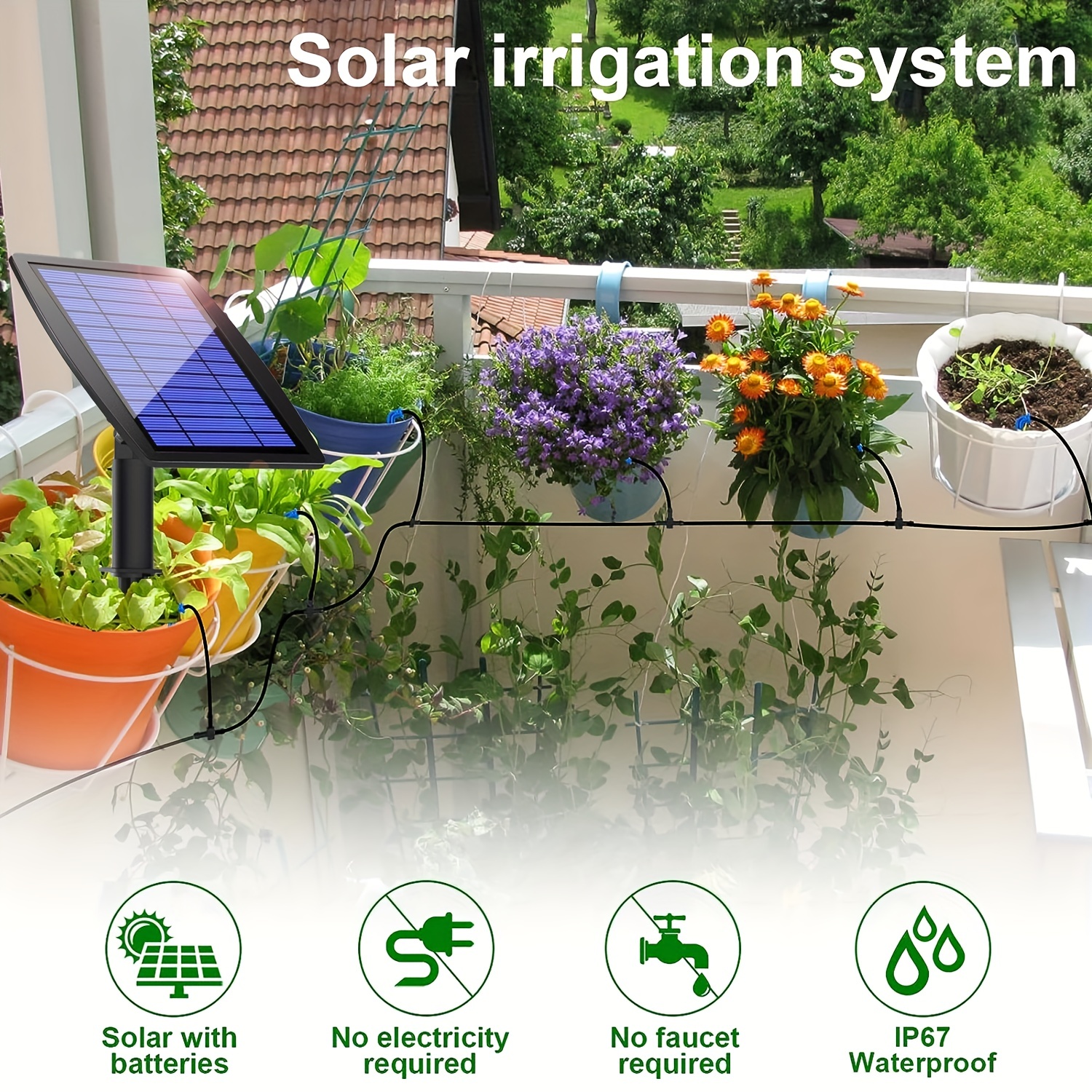 Solar Automatic Drip Irrigation Kit Built in 2200mah Battery - Temu