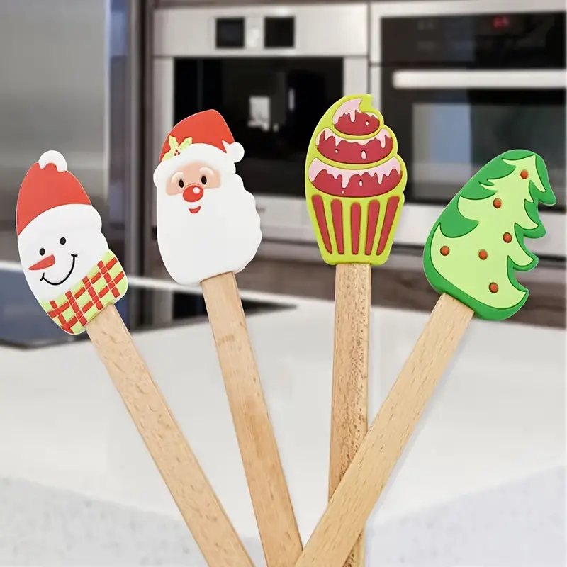 Santa Claus Heat resistant Silicone Scraper Snowman Baking - Temu