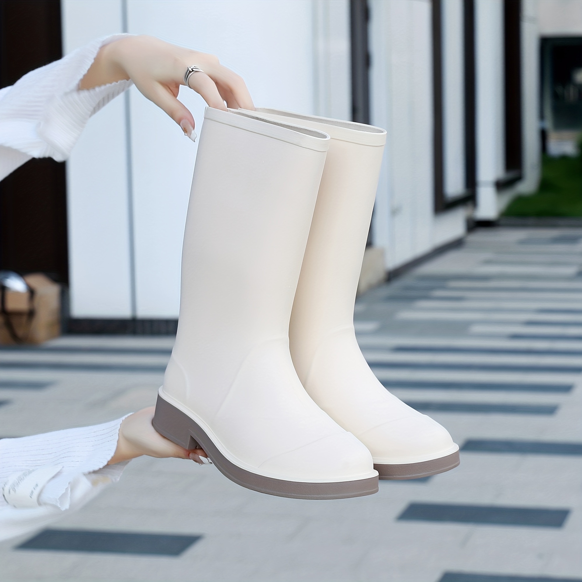 Botas de lluvia de tubo medio para mujer Zapatos impermeables Cubrezapatos  Zapatos de trabajo de cocina