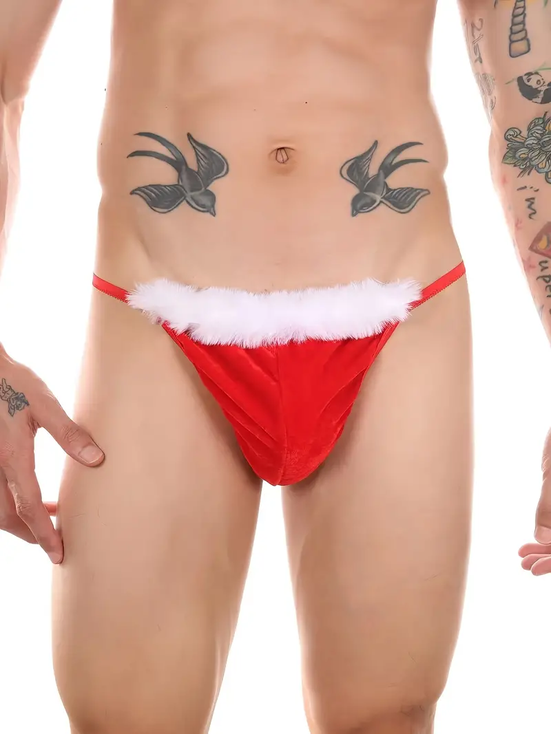 Mens Sexy Plush Pouch High Stretch Low G Strings Thongs For Christmas  Valentines Day Gift - Men's Underwear & Sleepwear - Temu United Kingdom