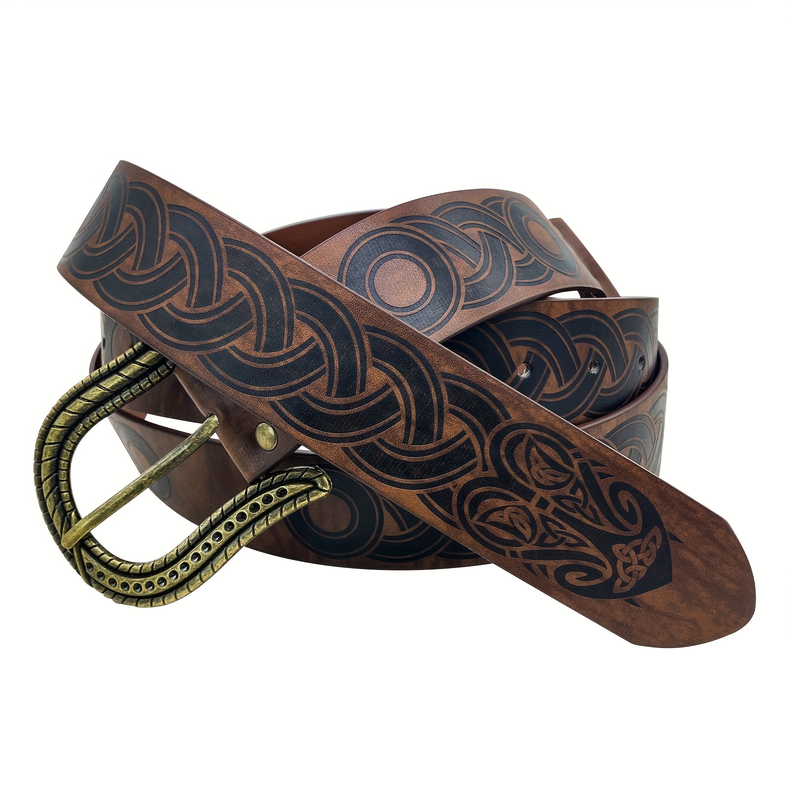 Men's Embossed Buckle Belt Retro Medieval Faux Leather - Temu New Zealand