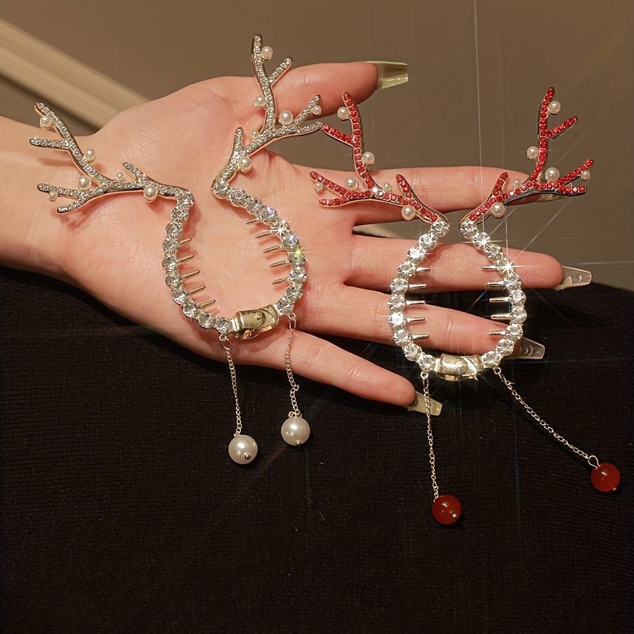Christmas Deer Horn Ball Head Hair Clasp